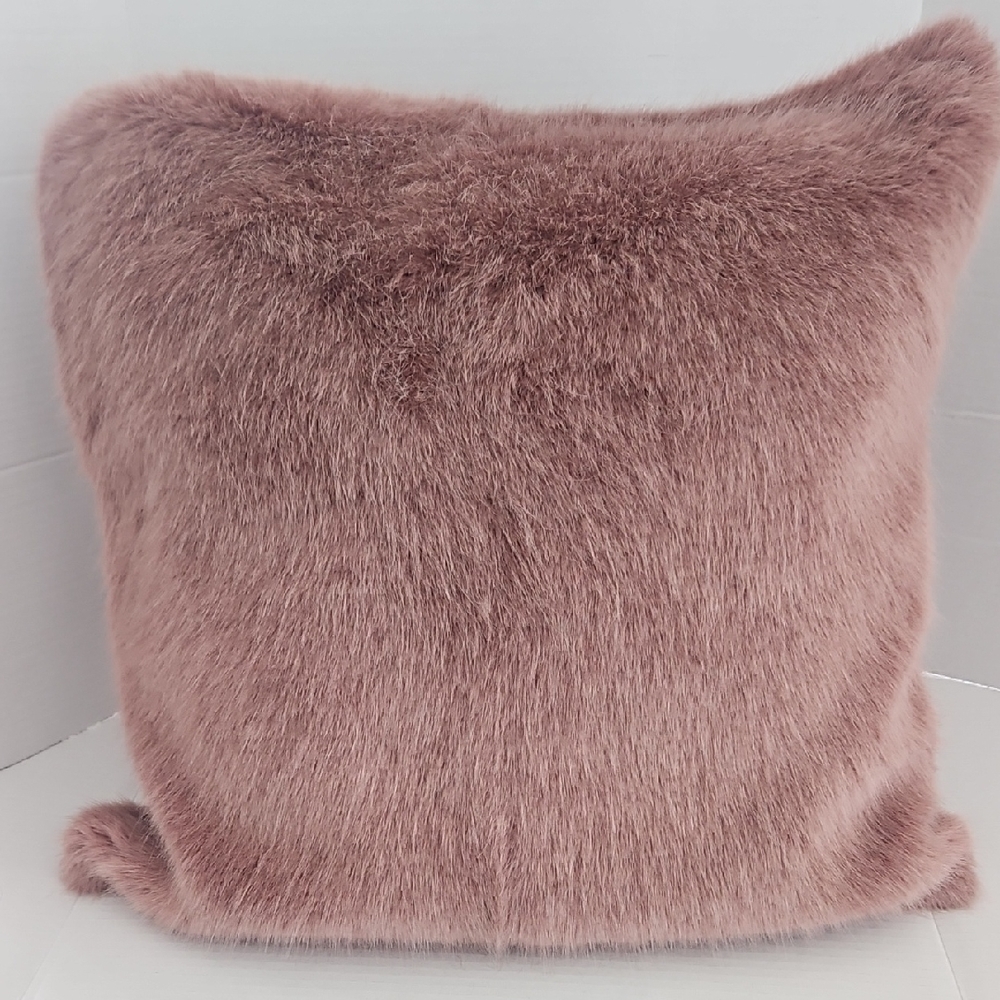 Ikea Dotir Plush Mauve Pink Faux Fur Velveteen Square Pillow